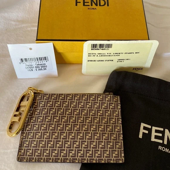Fendi | Accessories | Authentic Fendi Brown Embossed Leather  display picture 1